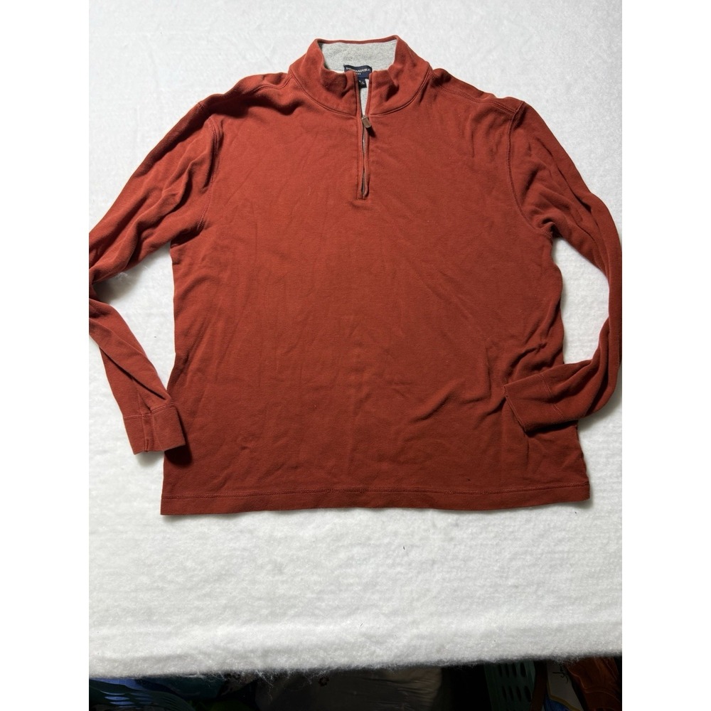 Banana Republic Quarter Zip Pullover Sweater Men's XL Rust Orange Long Sleeve